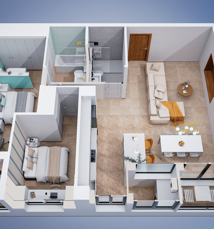 PLANO 3D. REFORMA VIVIENDA VALENCIA